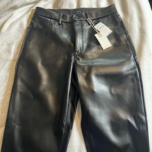 Good American Black Faux Leather Women Pants NWT